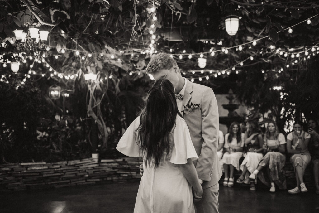 black and white bride and groom first dance