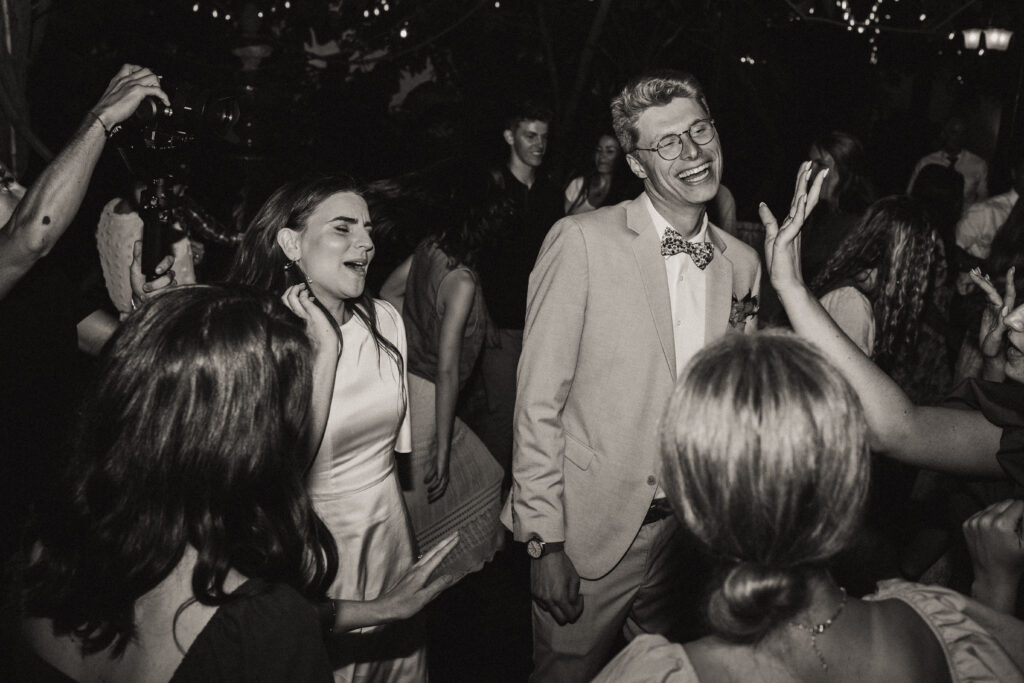 black and white wedding dance flash photo