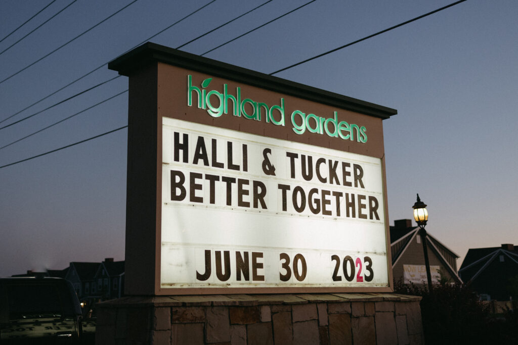 halli and tucker wedding announcement sign