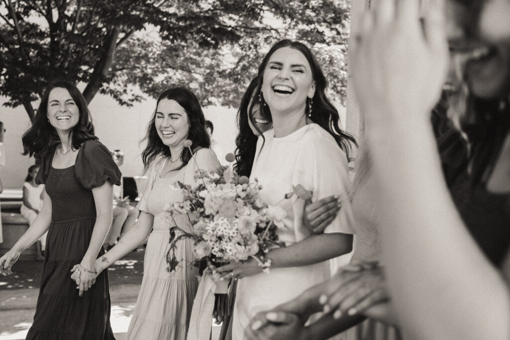 black and white bridesmaids photo