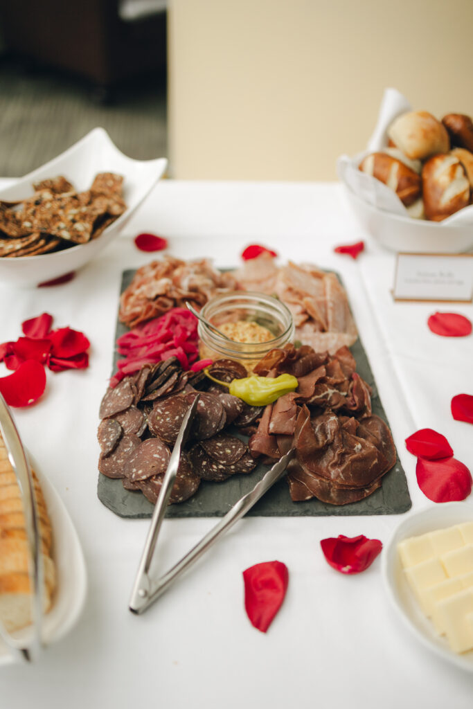 close up of some of the food spread at the wedding venue